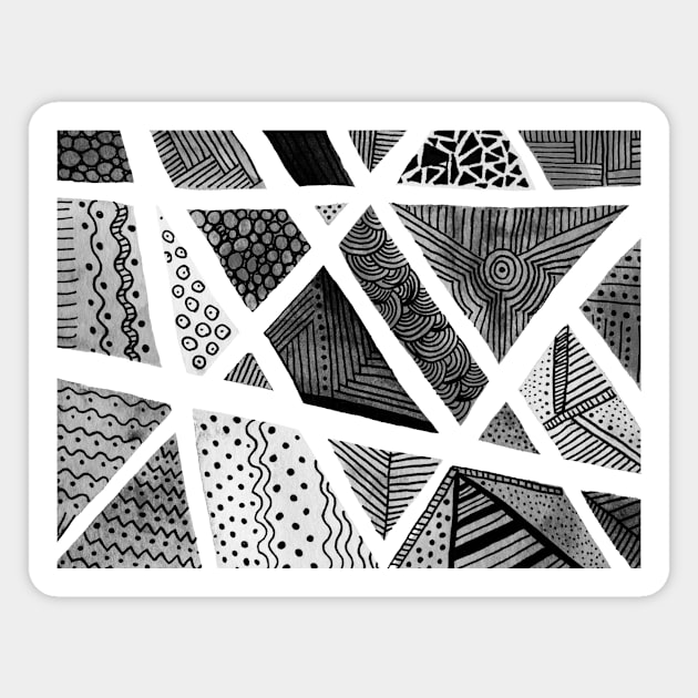 Geometric doodles - black and white Magnet by wackapacka